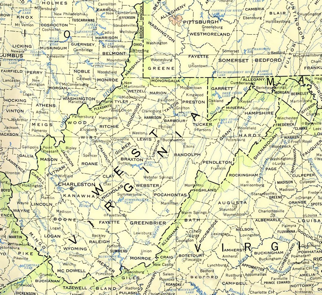 Administrative map of West Virginia state
