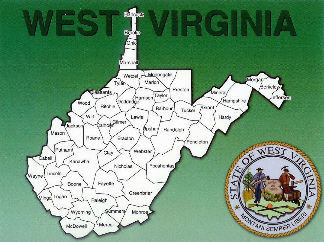 Detailed administrative map of West Virginia state
