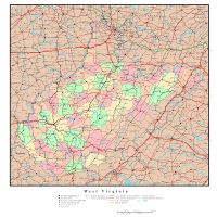 Large detailed roads and highways map of West Virginia state with all ...