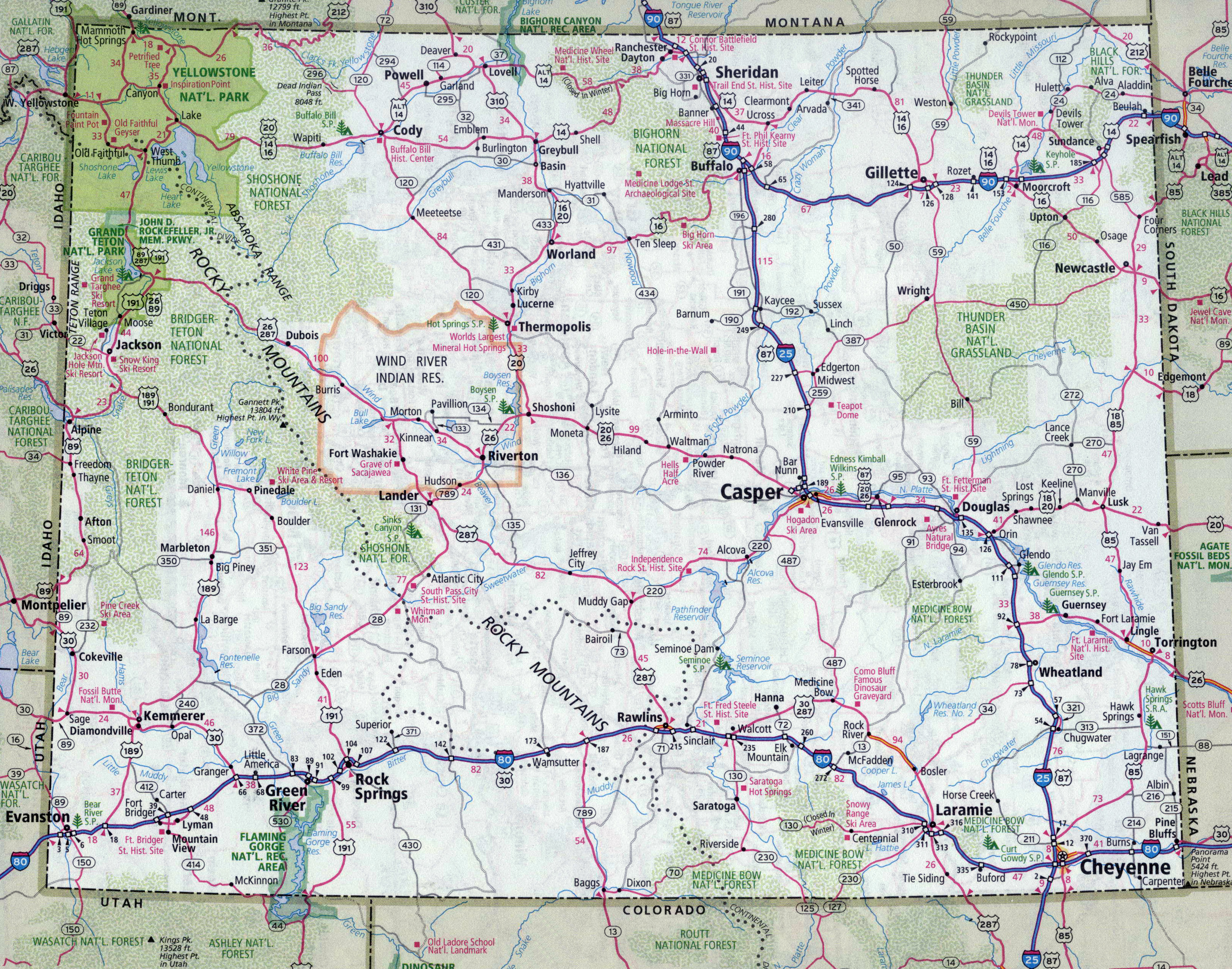 wyoming road and travel conditions map